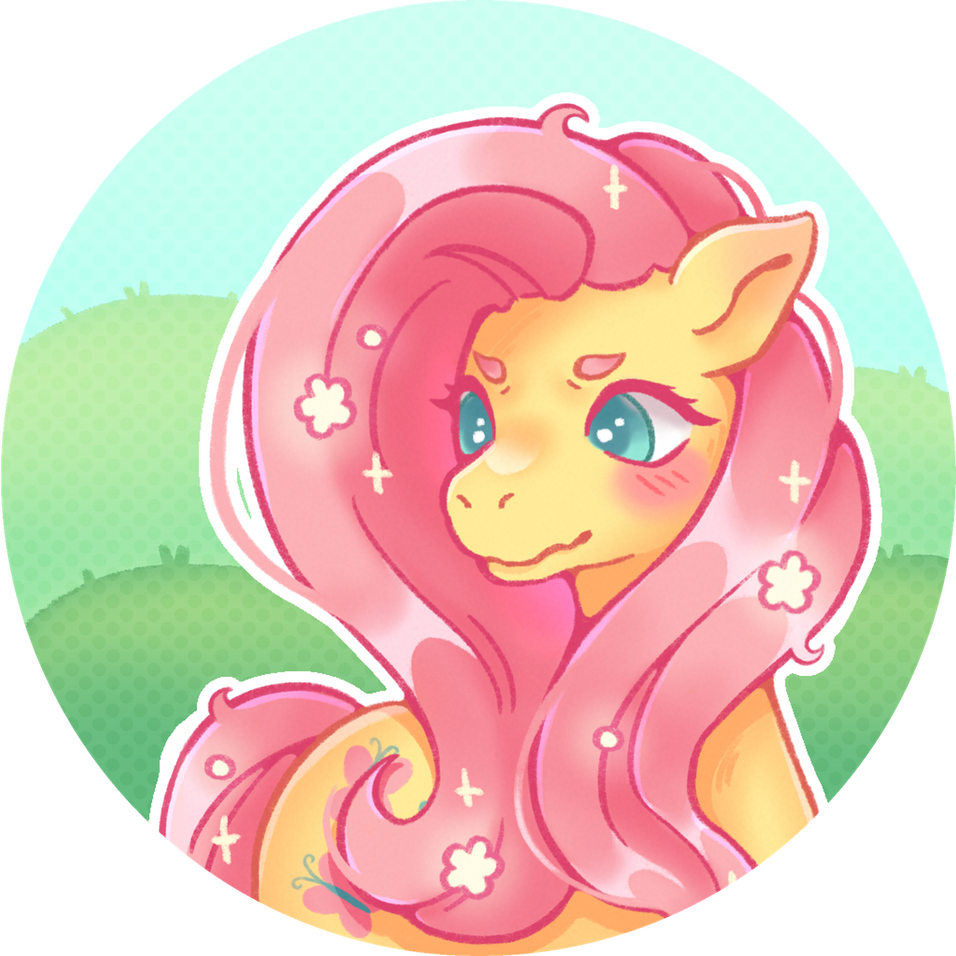 Image shows a drawing of Fluttershy from My Little Pony