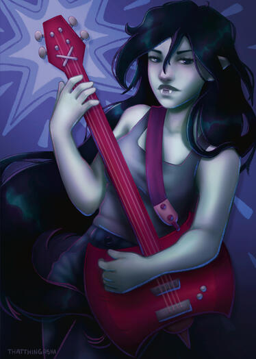 Image shows Marceline from Adventure Time holding her axe bass